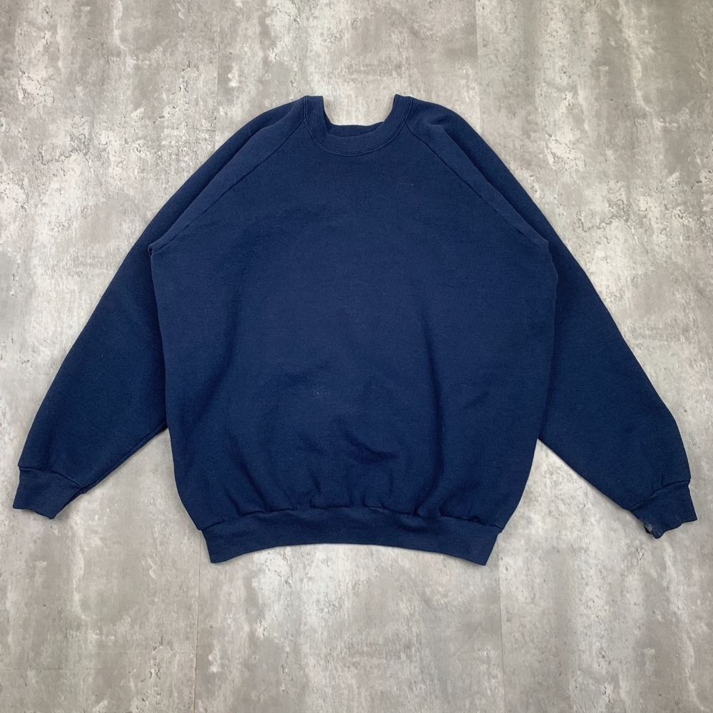 Vintage Fruit Of The Loom Blank Sweatshirt Mens XL Blue Pullover Crewneck 90s‎